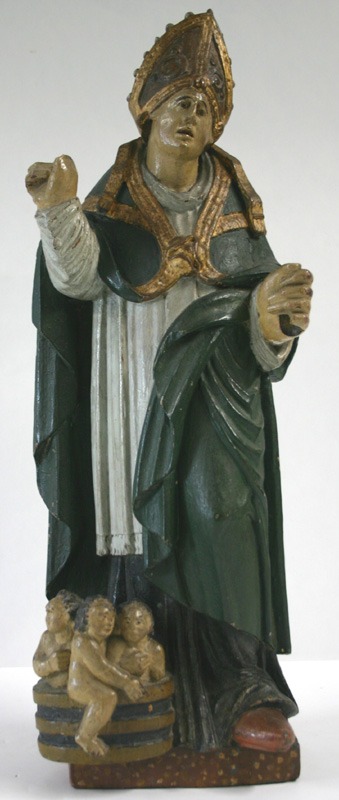 Saint Nicolas, sculpture en bois polychrome MUSEE DE COSNE