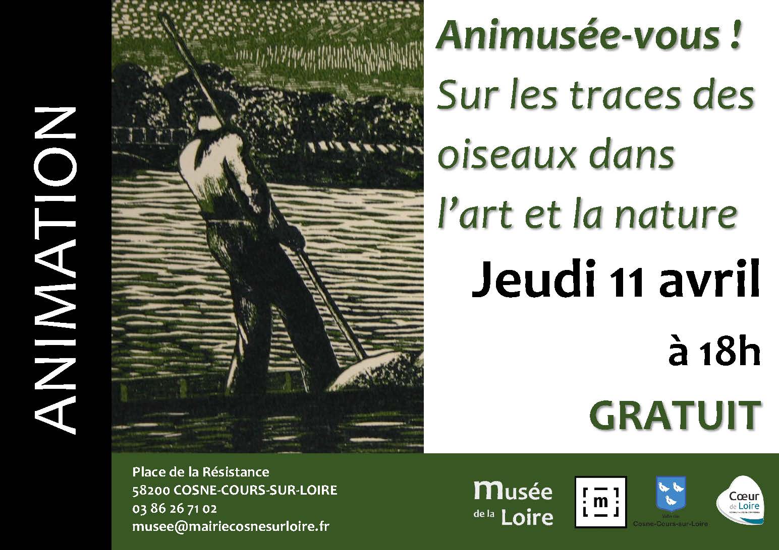 Animation : Animusée-vous ! Sur les traces des oiseaux dans l’art et la nature Jeudi 11 avril 2024 18h Musée de la Loire