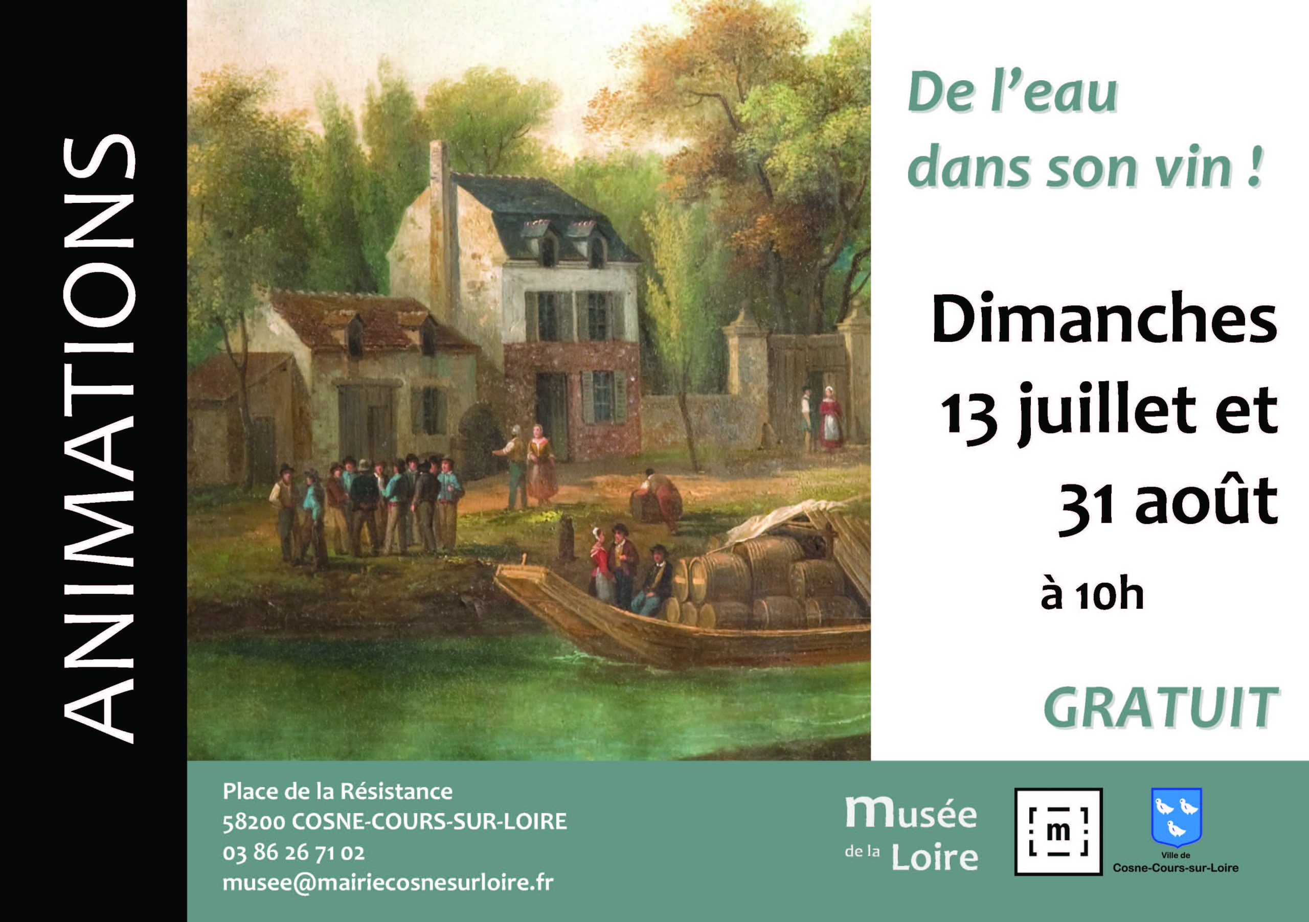 Animations De l'eau dans son vin Dimanches 13 juillet et 31 août 2025 à 10h au Musée de la Loire de Cosne-Cours-sur-Loire
