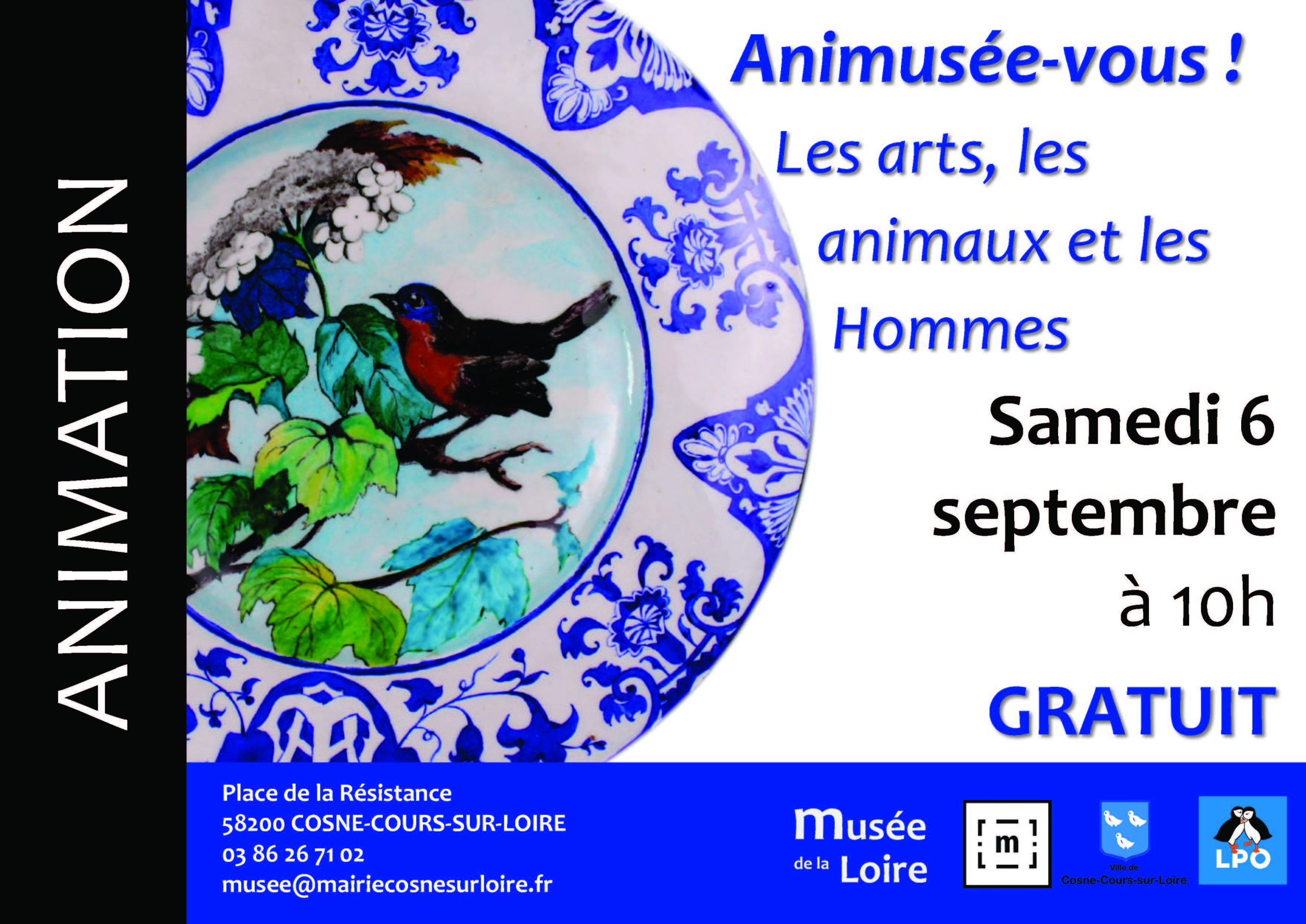 Animation Animusée-vous : Les arts, les animaux et les Hommes Samedi 6 septembre septembre 2025 à 10h au Musée de la Loire de Cosne-Cours-sur-Loire Gratuit