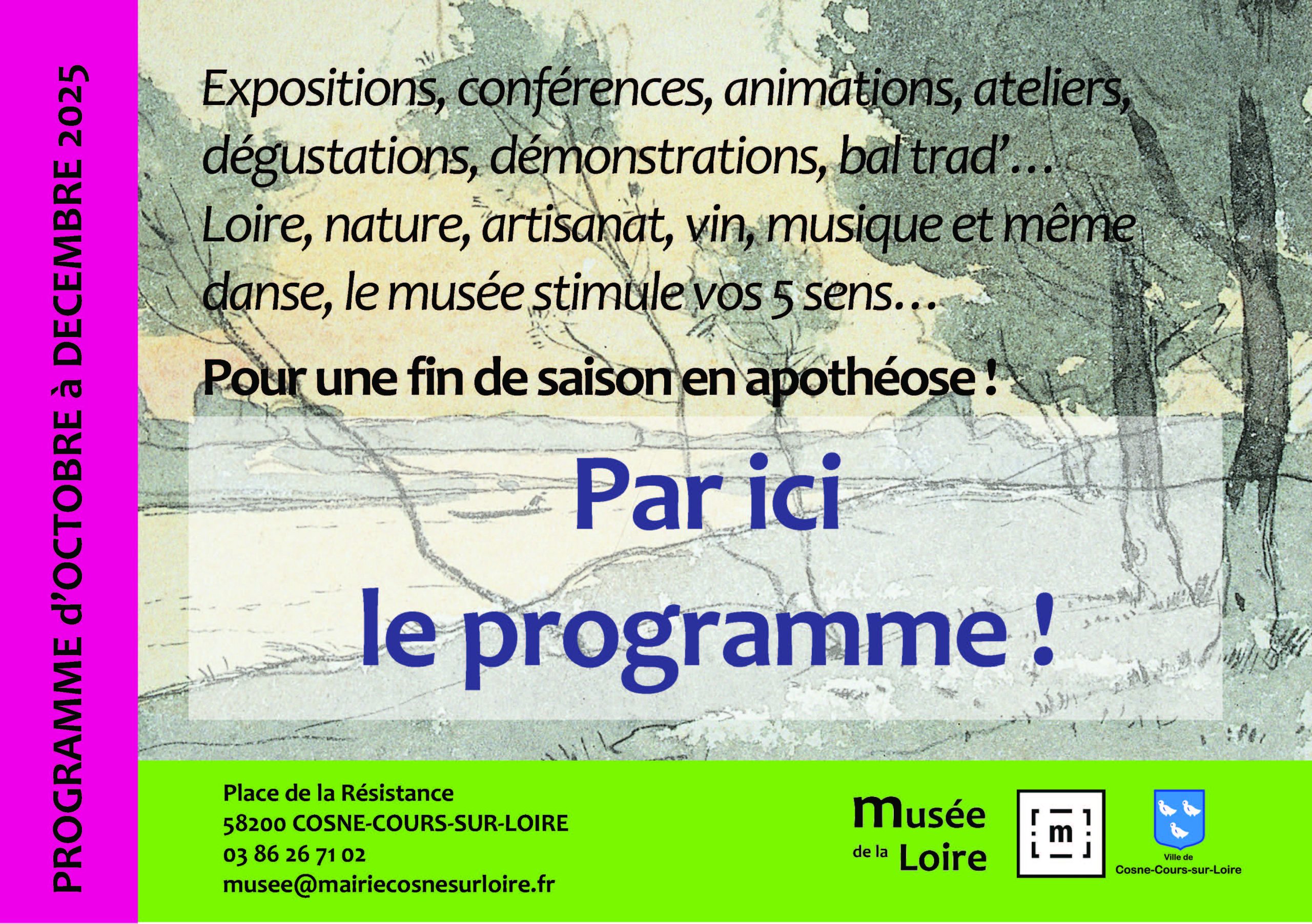 Annonce prog sept-oct-nov-dec 2025 du Musée de la Loire de Cosne-Cours-sur-Loire