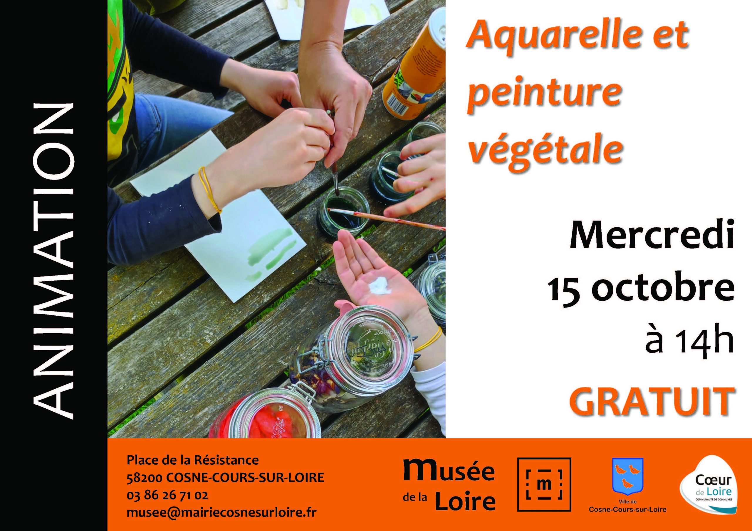 Aquarelle et peinture végétale Mercredi 15 octobre 2025 à 14h au Musée de la Loire de Cosne-Cours-sur-Loire GRATUIT