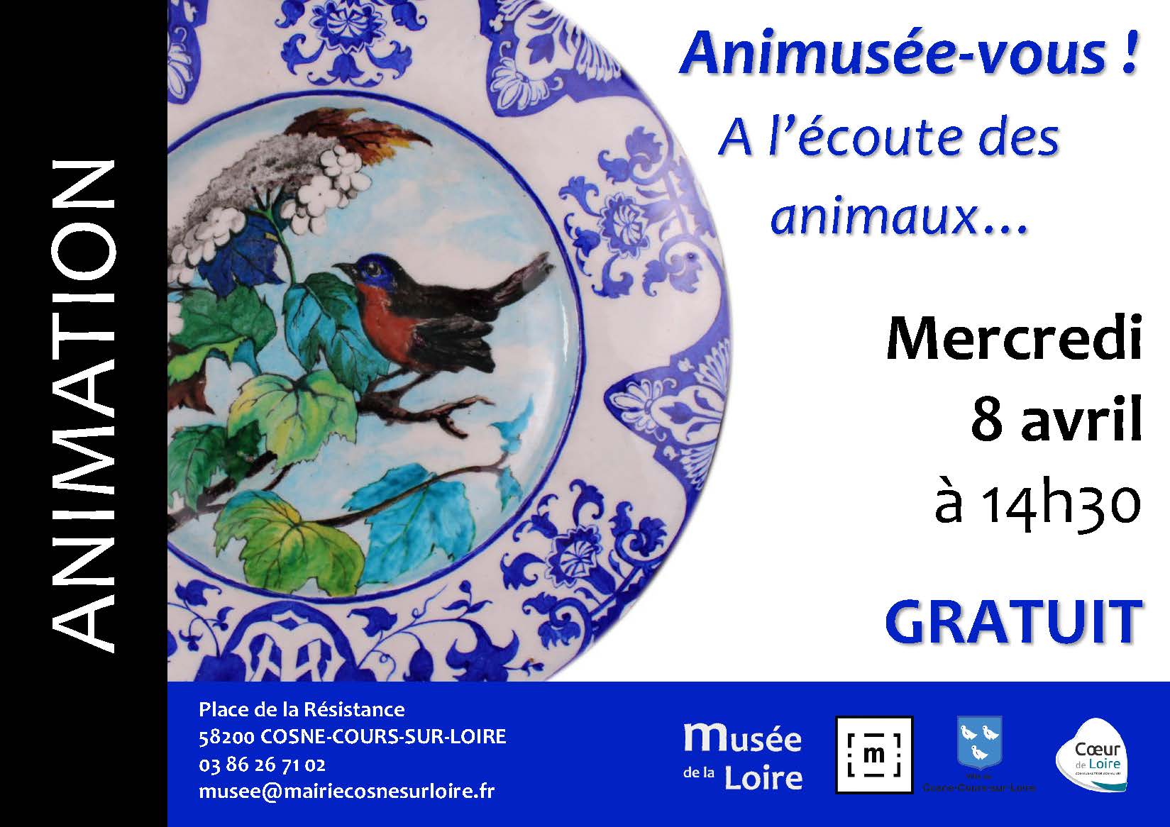 Animusée-vous A l'écoute des animaux Mercredi 8 avril 2026 à 14h30 Au musée de la Loire de Cosne-Cours-sur-Loire Gratuit