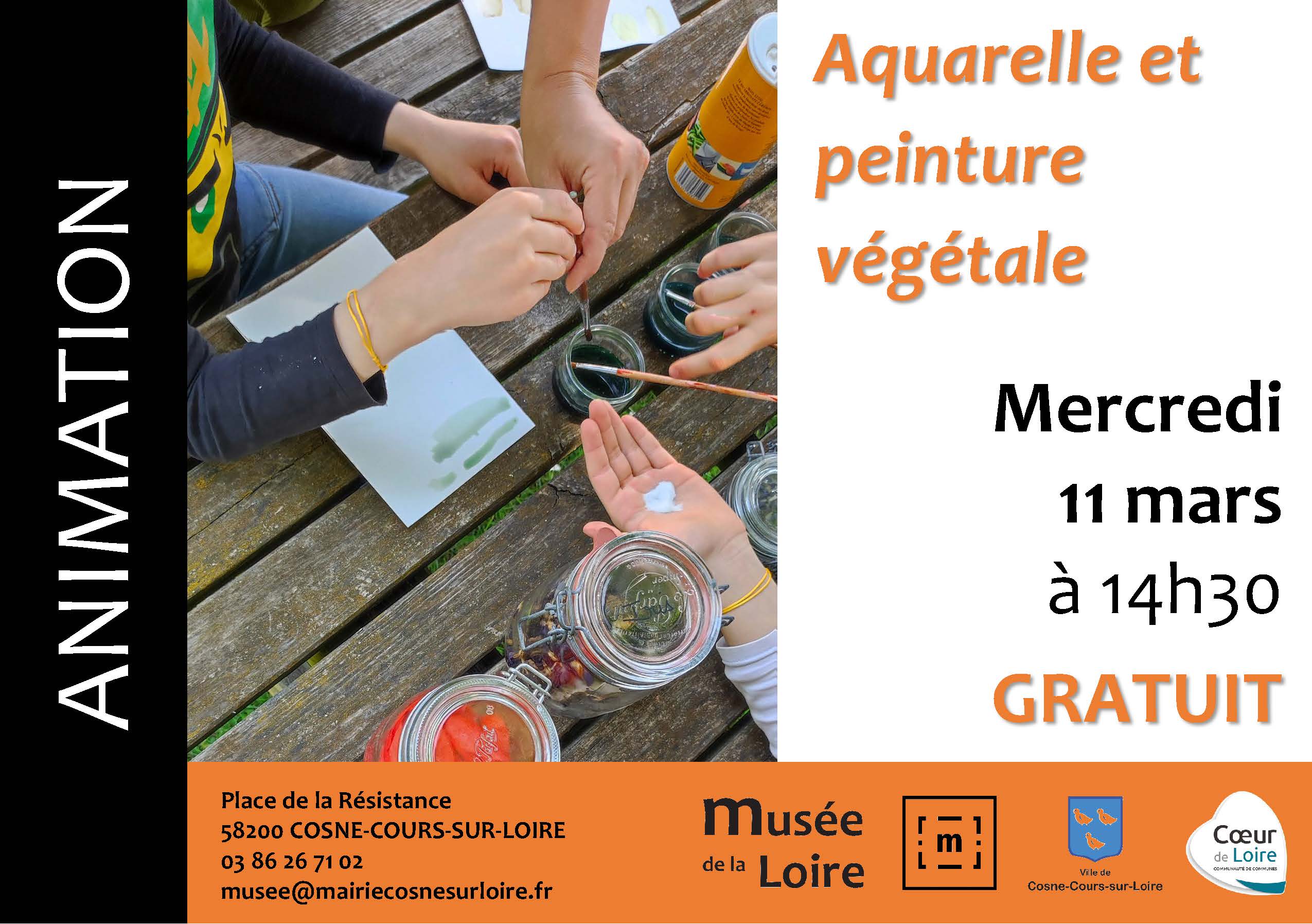 Aquarelle et peinture végétale Mercredi 11 mars 2026 A 14h30 Au musée de la Loire de Cosne-Cours-sur-Loire Gratuit