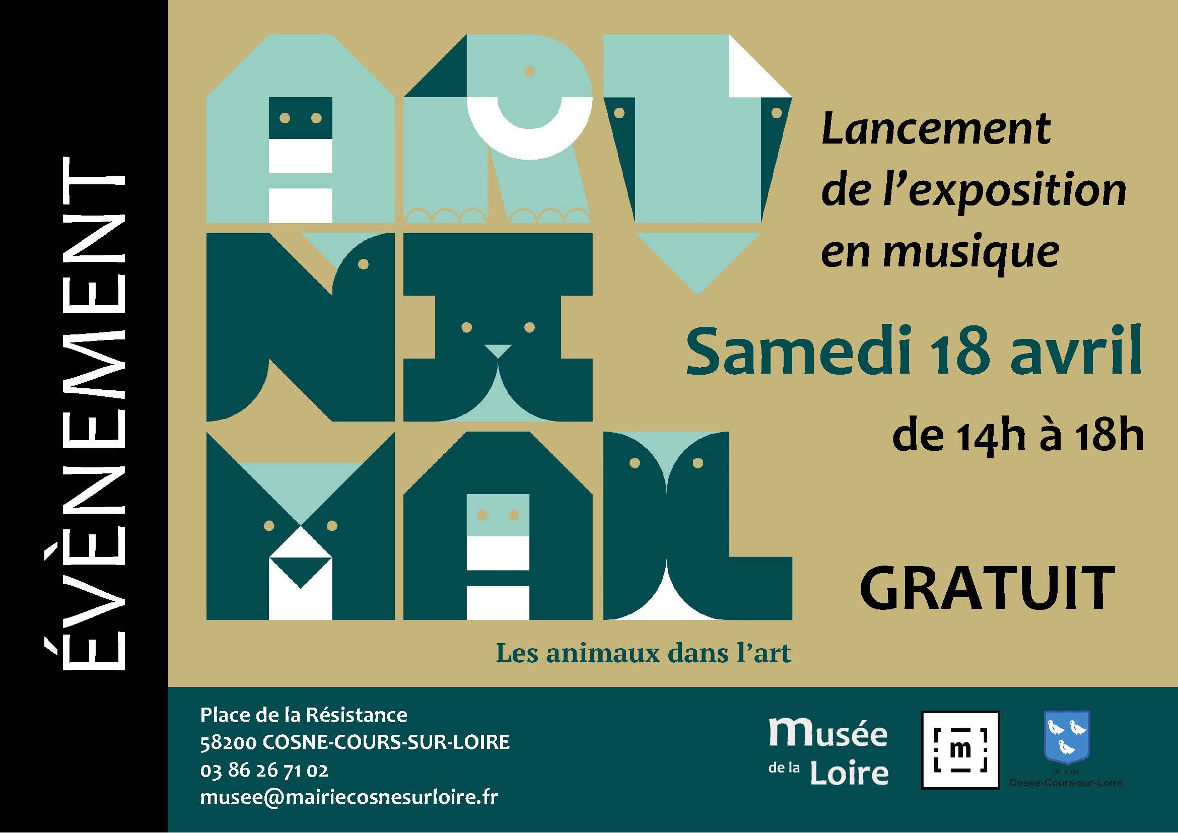 Lancement de l'exposition ARTnimal en musique Samedi 18 avril 2026 de 14h à 18h au Musée de la Loire de Cosne-Cours-sur-Loire Gratuit