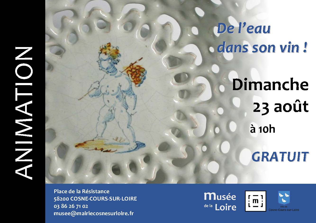 Animation De l'eau dans son vin Dimanche 23 août 2026 à 10h au Musée de la Loire de Cosne-Cours-sur-Loire Gratuit