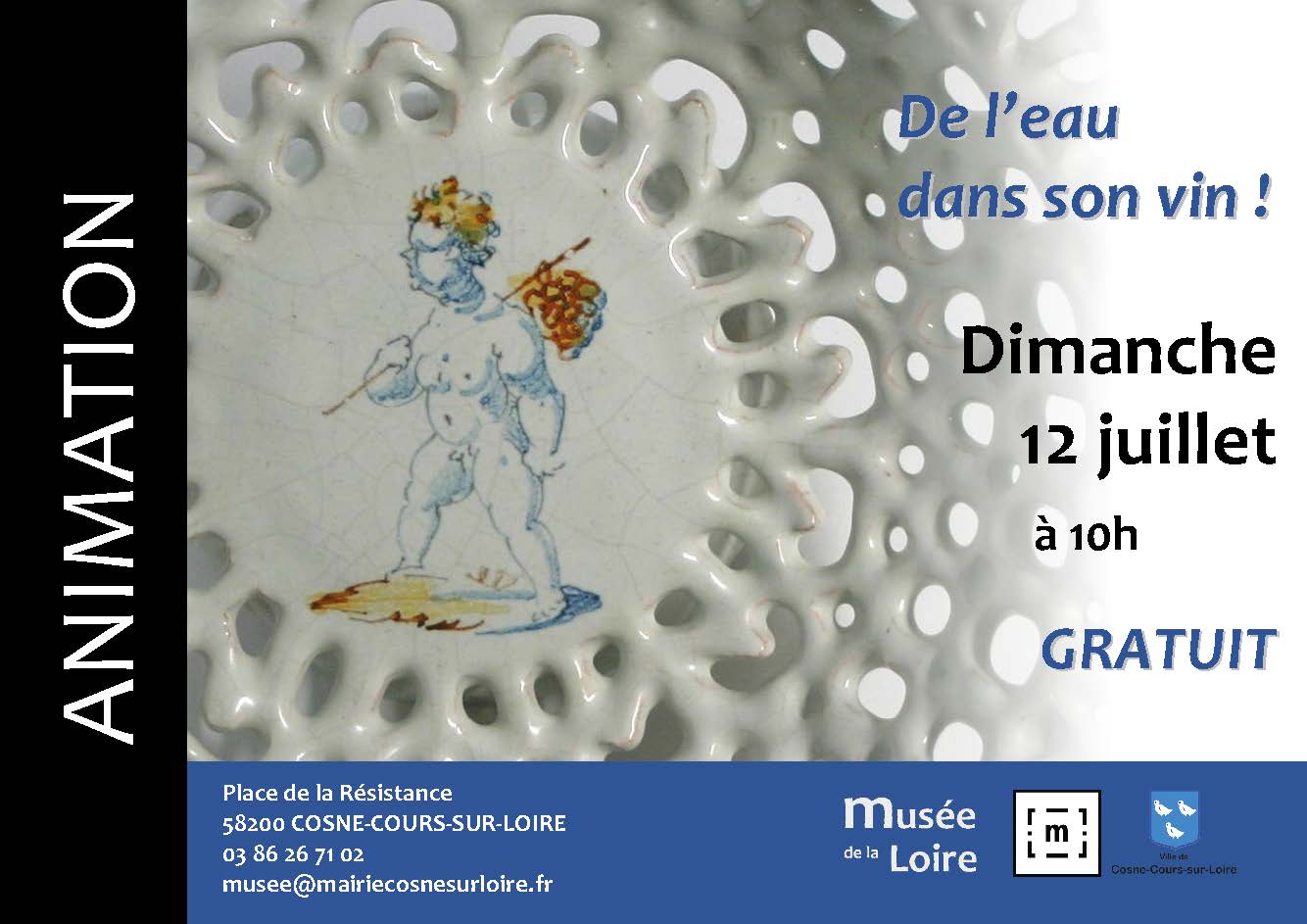 Animation De l'eau dans son vin Dimanche 12 juillet 2026 à 10h au Musée de la Loire de Cosne-Cours-sur-Loire Gratuit