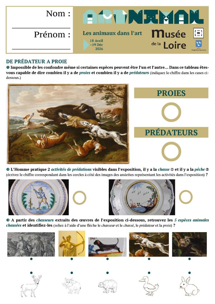 Expo ARTnimal - Les animaux dans l'art au Musée de la Loire de Cosne-Cours-sur-Loire jusqu'au 19-12-26 Questionnaire -8