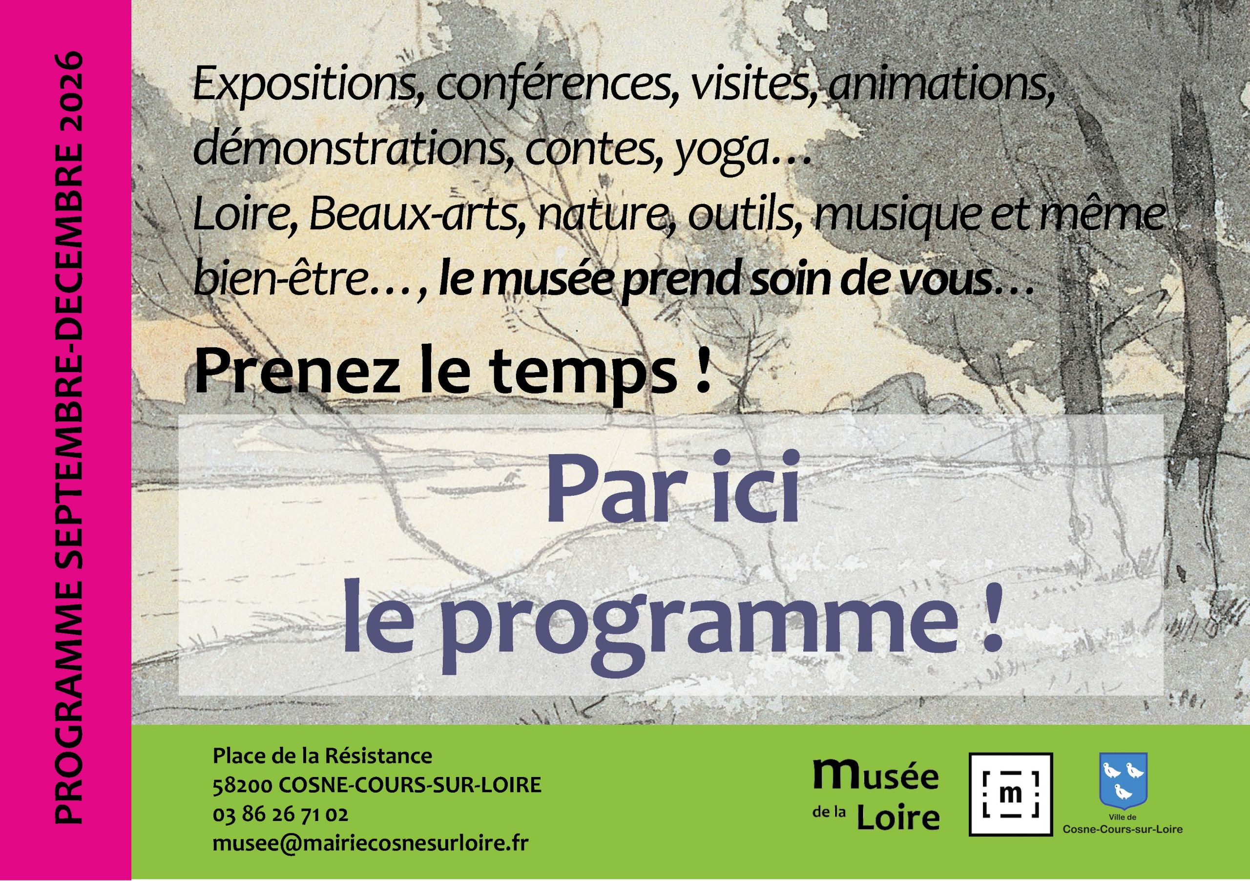 Programme du Musée de la Loire de Cosne-Cours-sur-Loire de septembre à décembre 2026