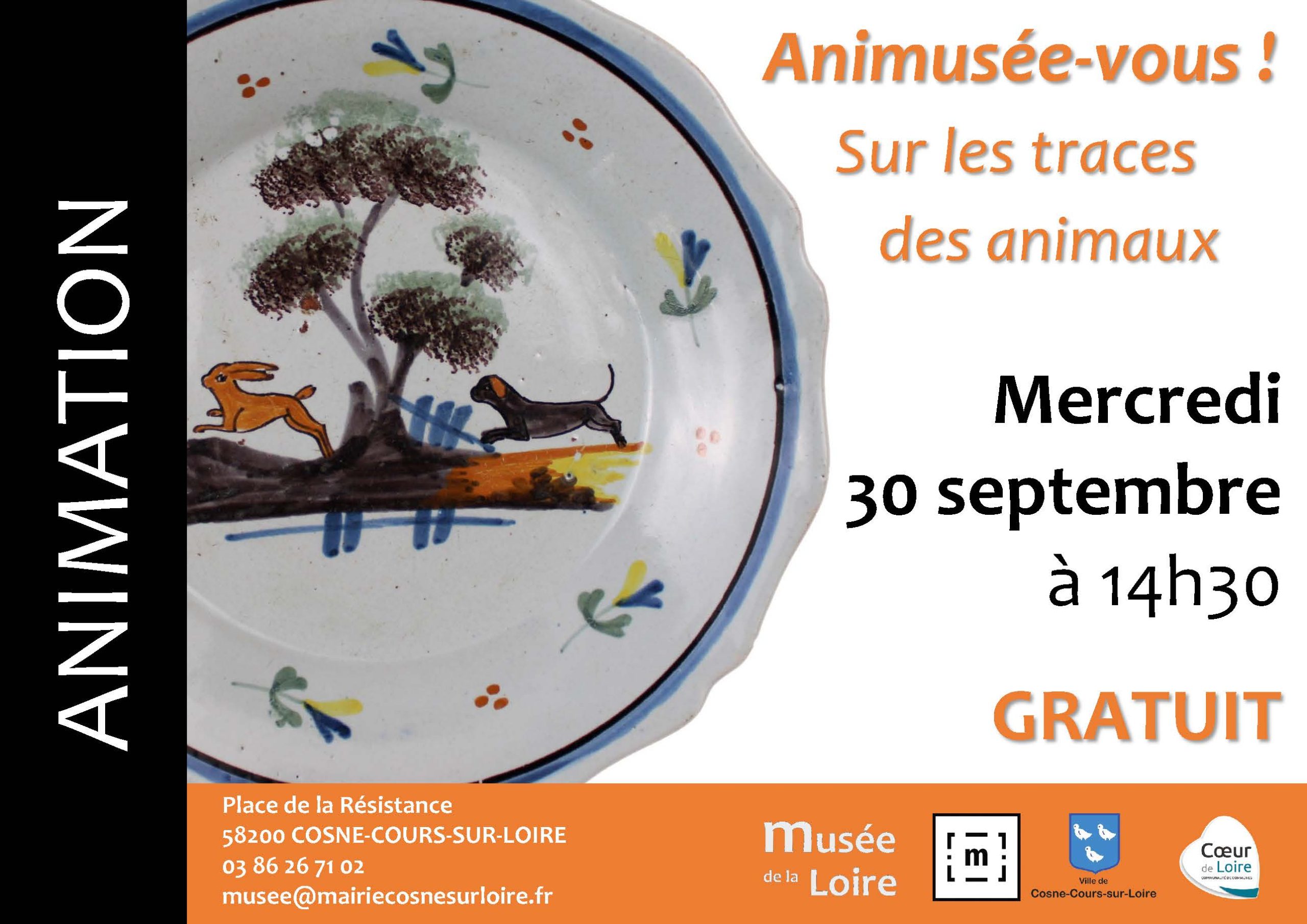 Bandeau ANIM Animusée-vous 30 SEPTEMBRE ANIMATION AniMUSEE-vous Mercredi 30 septembre 2026 à 14h30 au Musée de la Loire de Cosne-Cours-sur-Loire Gratuit